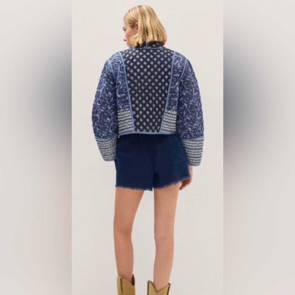 Patchwork Floral Reversible Jacket in Indigo & Pe… - image 3